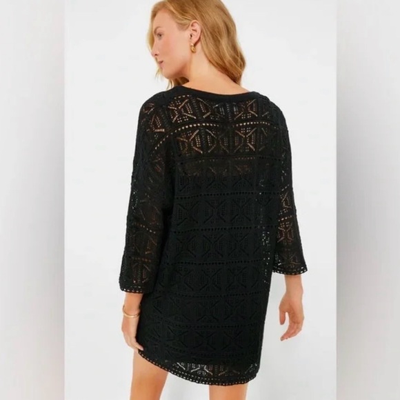 Pomander Place Black Crochet Knit Kai Tunic Dress - Picture 3 of 7